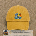 Image principale casquette Jaune délavé - Moutarde délavé avec motif Orage arc-en-ciel 7 cm