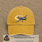 Image principale casquette Jaune délavé - Moutarde délavé avec motif Avion de voltige 7 cm