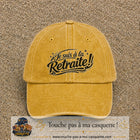 Casquette Jaune délavé - Moutarde délavé avec motif Je suis à la retraite en 7 cm – vue principale