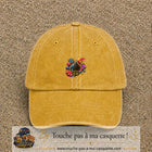 Casquette Jaune délavé - Moutarde délavé avec motif As de pique et jetons de poker en 5 cm – vue principale