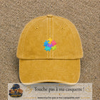 Casquette Jaune délavé - Moutarde délavé motif Puzzle pop logo 5 cm