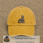 Casquette Jaune délavé - Moutarde délavé motif Mousqueton d’escalade logo 7 cm