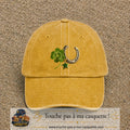 Image principale casquette Jaune délavé - Moutarde délavé avec motif Trèfle et fer à cheval 7 cm