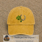 Image principale casquette Jaune délavé - Moutarde délavé avec motif Trèfle et fer à cheval 7 cm