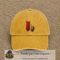 Image principale casquette Jaune délavé - Moutarde délavé avec motif Bouclier médiéval 7 cm