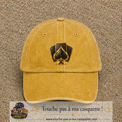 Image principale casquette Jaune délavé - Moutarde délavé avec motif As de pique 7 cm