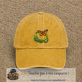 Image principale casquette Jaune délavé - Moutarde délavé avec motif Papillon et lézard 7 cm