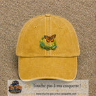 Image principale casquette Jaune délavé - Moutarde délavé avec motif Papillon et lézard 7 cm