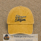 Casquette Jaune délavé - Moutarde délavé avec motif I Love You Mum en 7 cm – vue principale