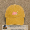 Casquette Jaune délavé - Moutarde délavé avec motif Vive les Mariés en 5 cm – vue principale