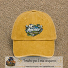 Casquette Jaune délavé - Moutarde délavé avec motif Agénor fan de foot en 7 cm – vue principale