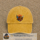 Casquette Jaune délavé - Moutarde délavé motif Ours guerrier logo 7 cm