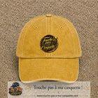 Casquette Jaune délavé - Moutarde délavé avec motif Touche pas à ma Casquette en 7 cm – vue principale