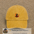 Casquette Jaune délavé - Moutarde délavé motif Couple sous la lune logo 5 cm