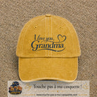 Casquette Jaune délavé - Moutarde délavé avec motif I Love You Grandma en 7 cm – vue principale