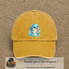 Image principale produit85grosJ - casquette Jaune délavé - Moutarde délavé avec visuel Dauphin 7 cm