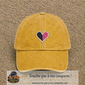 Image principale produit116moyenJ - casquette Jaune délavé - Moutarde délavé avec visuel Cœur bicolore 5 cm