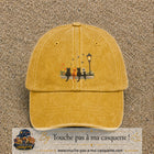 Image principale produit195grosJ - casquette Jaune délavé - Moutarde délavé avec visuel Chats réverbère 7 cm