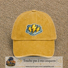 Image principale produit77grosJ - casquette Jaune délavé - Moutarde délavé avec visuel Éclairs 7 cm