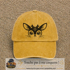 Image principale produit3grosJ - casquette Jaune délavé - Moutarde délavé avec visuel Biche mignonne 7 cm