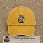 Image principale produit95grosJ - casquette Jaune délavé - Moutarde délavé avec visuel Empreinte digitale 7 cm