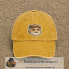 Image principale produit76grosJ - casquette Jaune délavé - Moutarde délavé avec visuel Papy casquette lunettes 7 cm