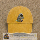 Image principale produit64grosJ - casquette Jaune délavé - Moutarde délavé avec visuel Astronaute chibi 7 cm