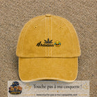Image principale produit37petitJ - casquette Jaune délavé - Moutarde délavé avec visuel Adadass emoji rieur 3 cm