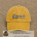 Image principale produit119moyenJ - casquette Jaune délavé - Moutarde délavé avec visuel Télé tu parles trop 5 cm