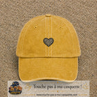 Image principale produit96petitJ - casquette Jaune délavé - Moutarde délavé avec visuel Cœur léopard simple 3 cm