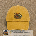 Casquette Jaune délavé - Moutarde délavé motif Chasse et pêche 7 cm - vue principale