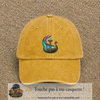 Casquette Jaune délavé - Moutarde délavé 100% coton avec motif Drakkar viking et marteau de Thor 7 cm - image principale