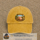 Casquette baseball Jaune délavé - Moutarde délavé 100% coton avec visuel Pigcity cochon 7 cm - image produit principale