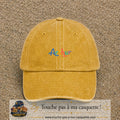 Casquette baseball Jaune délavé - Moutarde délavé 100% coton avec visuel Prénom Arthur coloré 3 cm - image produit principale