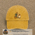 Casquette Jaune délavé - Moutarde délavé 100% coton avec motif Fermier et animaux 7 cm - image principale