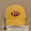 Casquette Jaune délavé - Moutarde délavé 100% coton avec motif Ballon de rugby sourire 7 cm - image principale