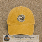 Casquette Jaune délavé - Moutarde délavé motif Perroquet majestueux 7 cm - vue principale