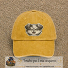 Casquette Jaune délavé - Moutarde délavé motif Chien rieur 7 cm - vue principale