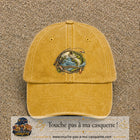 Casquette Jaune délavé - Moutarde délavé motif Pêche sportive 7 cm - vue principale
