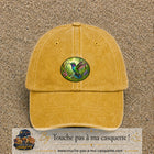 Casquette baseball Jaune délavé - Moutarde délavé 100% coton avec visuel Colibri tropical 7 cm - image produit principale