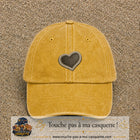 Casquette Jaune délavé - Moutarde délavé motif Cœur penché 5 cm - vue principale