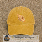 Casquette baseball Jaune délavé - Moutarde délavé 100% coton avec visuel Coquillage marin 7 cm - image produit principale