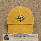 Casquette baseball Jaune délavé - Moutarde délavé 100% coton avec visuel Éclair ailé sport 7 cm - image produit principale
