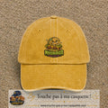 Casquette baseball Jaune délavé - Moutarde délavé 100% coton avec visuel Moistburger dégueu mais fier 7 cm - image produit principale