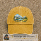 Casquette baseball Jaune délavé - Moutarde délavé 100% coton avec motif Paysage montagne lac 7 cm - image principale