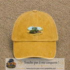 Casquette baseball Jaune délavé - Moutarde délavé 100% coton avec motif Tracteur agricole 5 cm - image principale