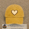 Casquette Jaune délavé - Moutarde délavé 100% coton avec motif Cœur bohème 7 cm - image principale