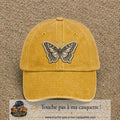 Casquette Jaune délavé - Moutarde délavé motif Papillon graphique 7 cm - vue principale