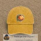 Casquette Jaune délavé - Moutarde délavé motif Pêches fruitées 7 cm - vue principale