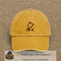 Casquette baseball Jaune délavé - Moutarde délavé 100% coton avec motif Singe à la banane 5 cm - image principale